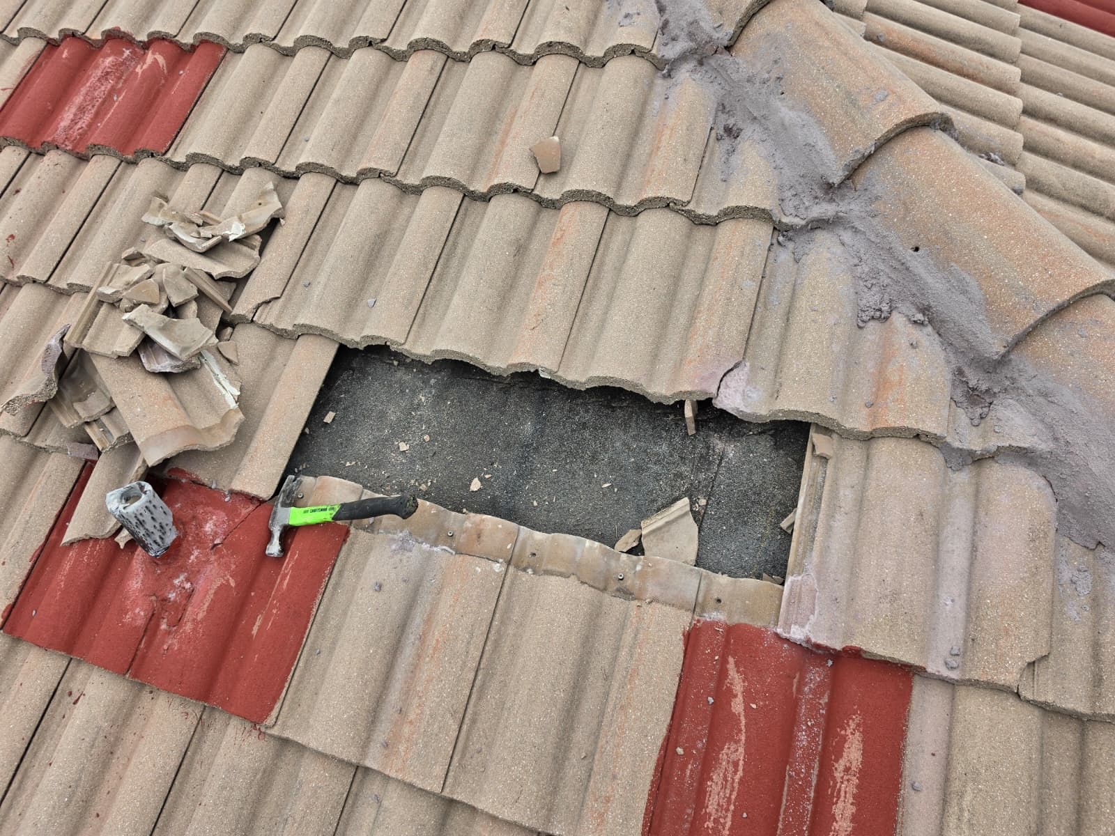 Underlayment at an open repair area